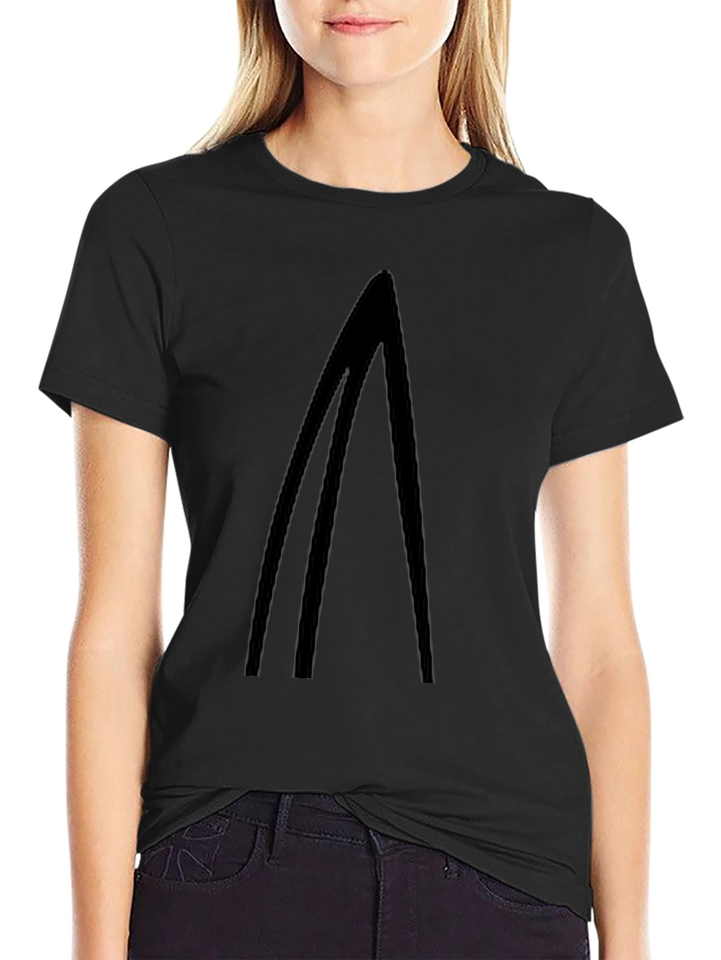 Minimalist Black T-Shirt with Geometric Design