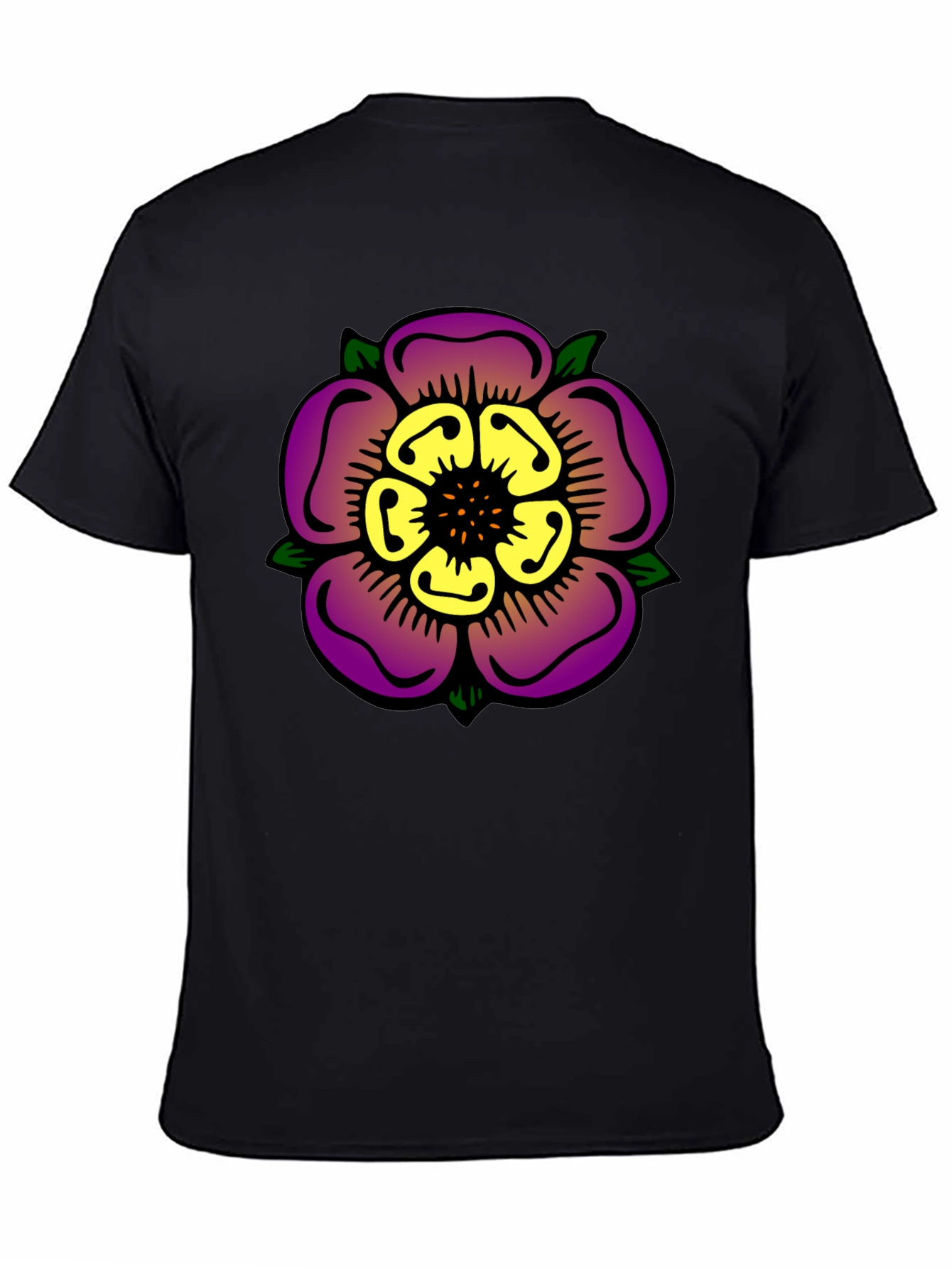 Floral Graphic Print Black T-Shirt