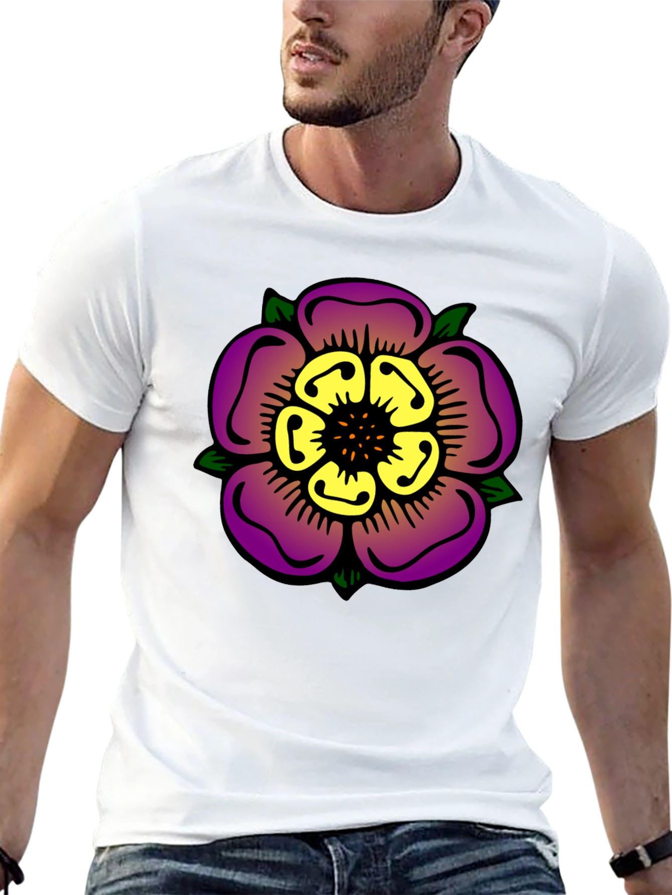 Floral Graphic Print Black T-Shirt