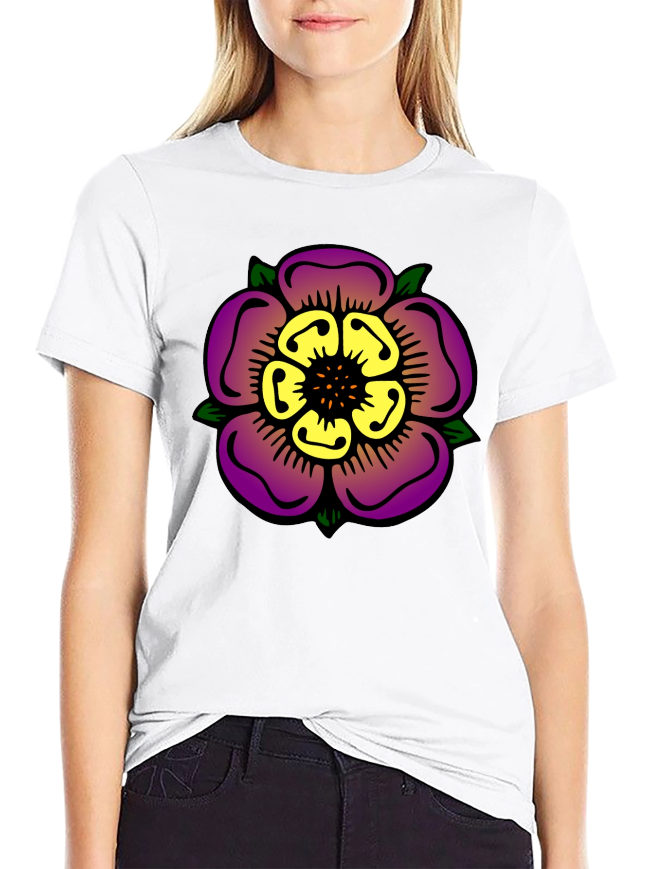 Floral Graphic Print Black T-Shirt