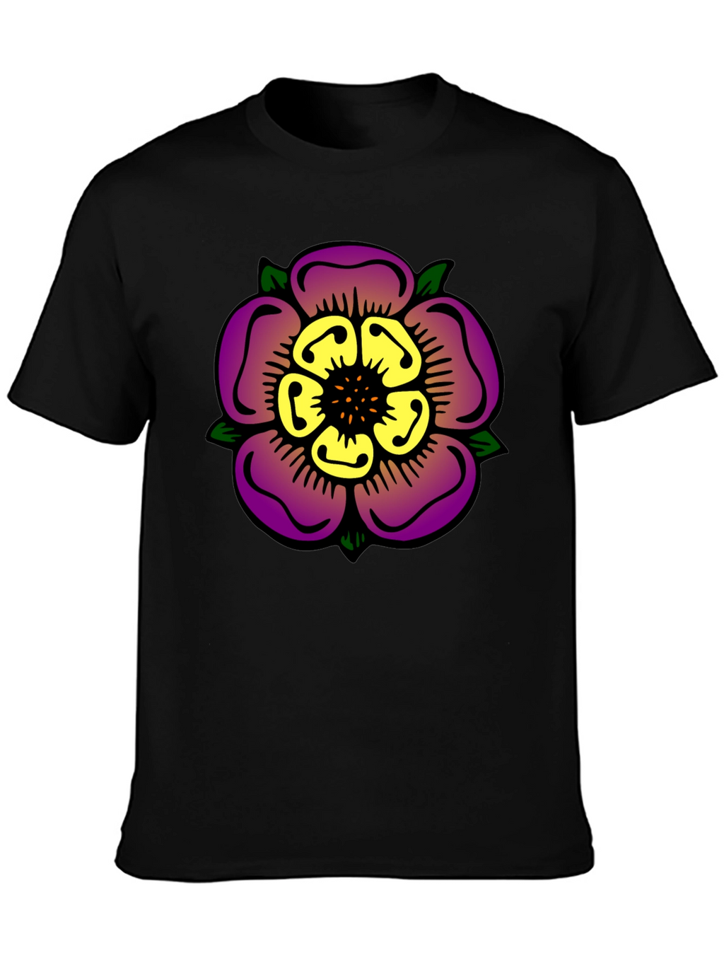 Floral Graphic Print Black T-Shirt