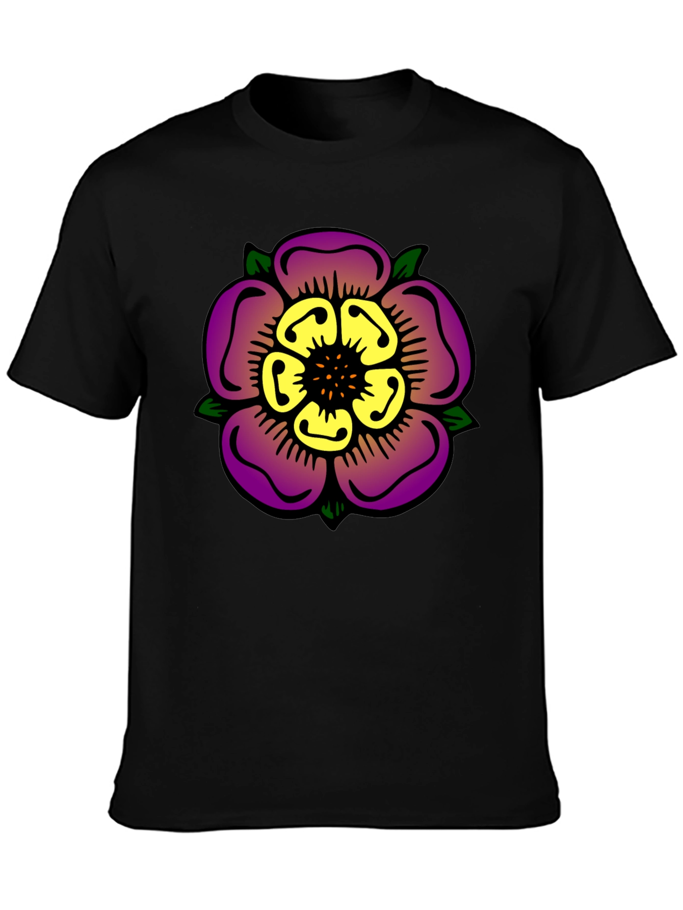 Floral Graphic Print Black T-Shirt