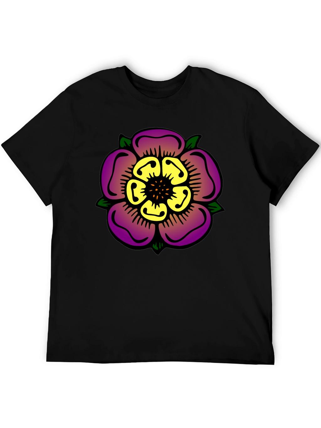 Floral Graphic Print Black T-Shirt