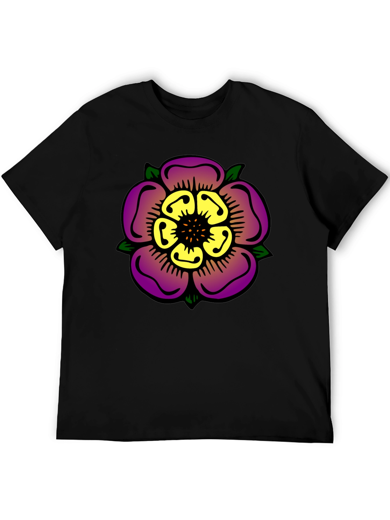 Floral Graphic Print Black T-Shirt