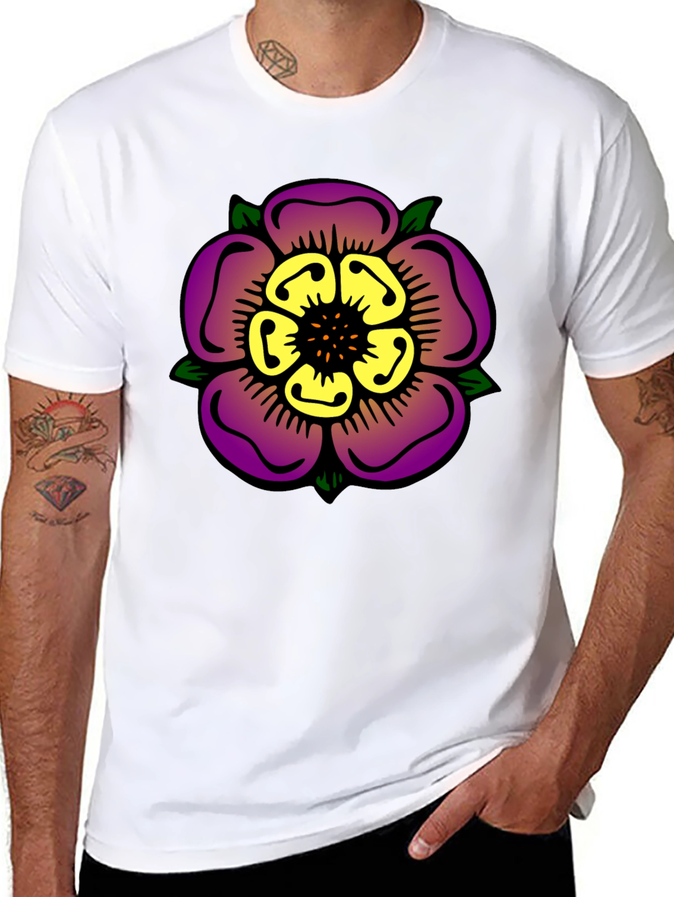 Floral Graphic Print Black T-Shirt