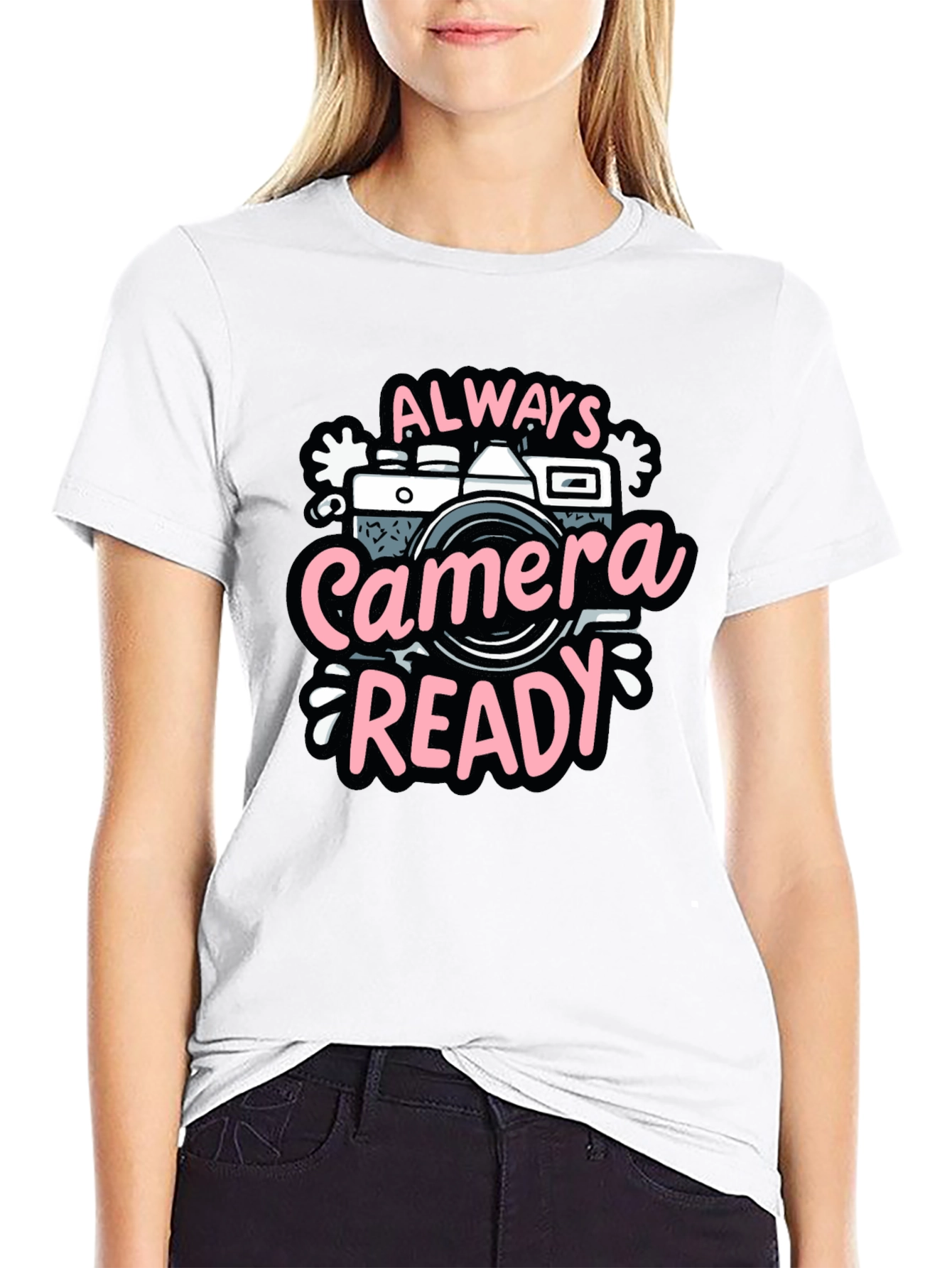 Always Camera Ready Graphic Tee - Black Cotton Blend