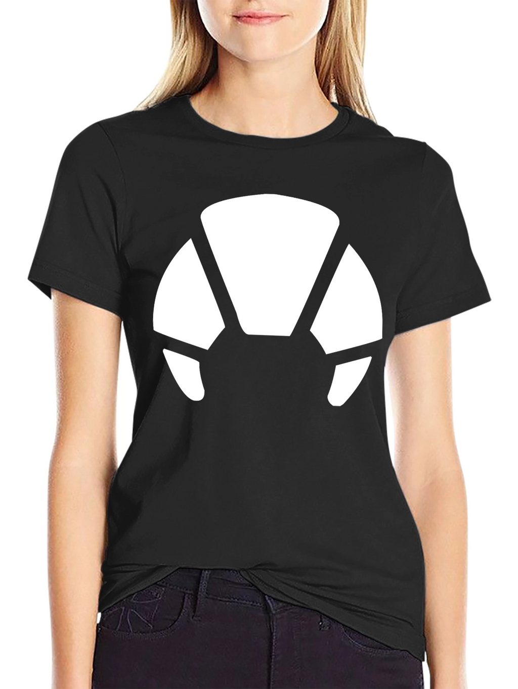 Abstract White Print Black T-Shirt