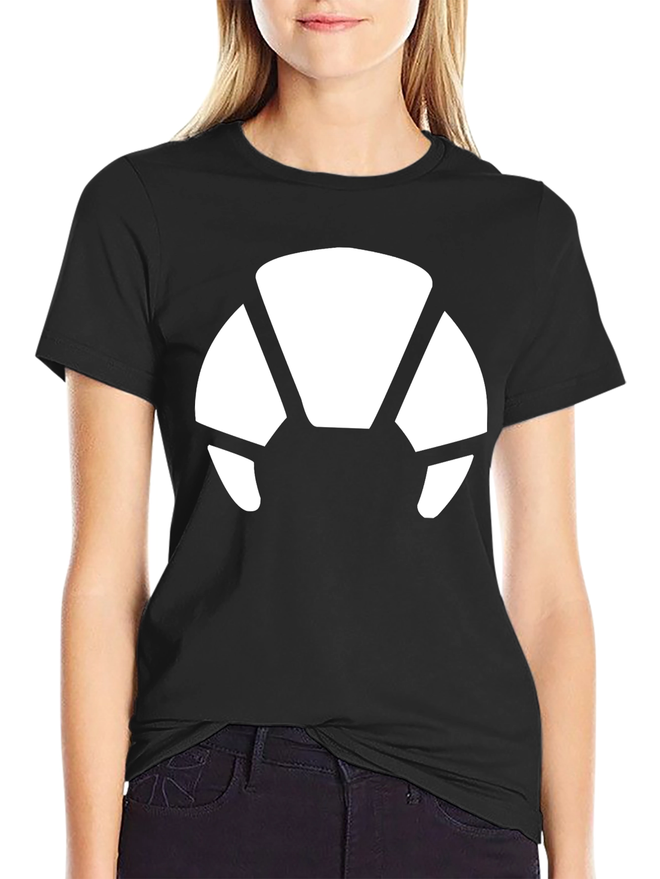 Abstract White Print Black T-Shirt