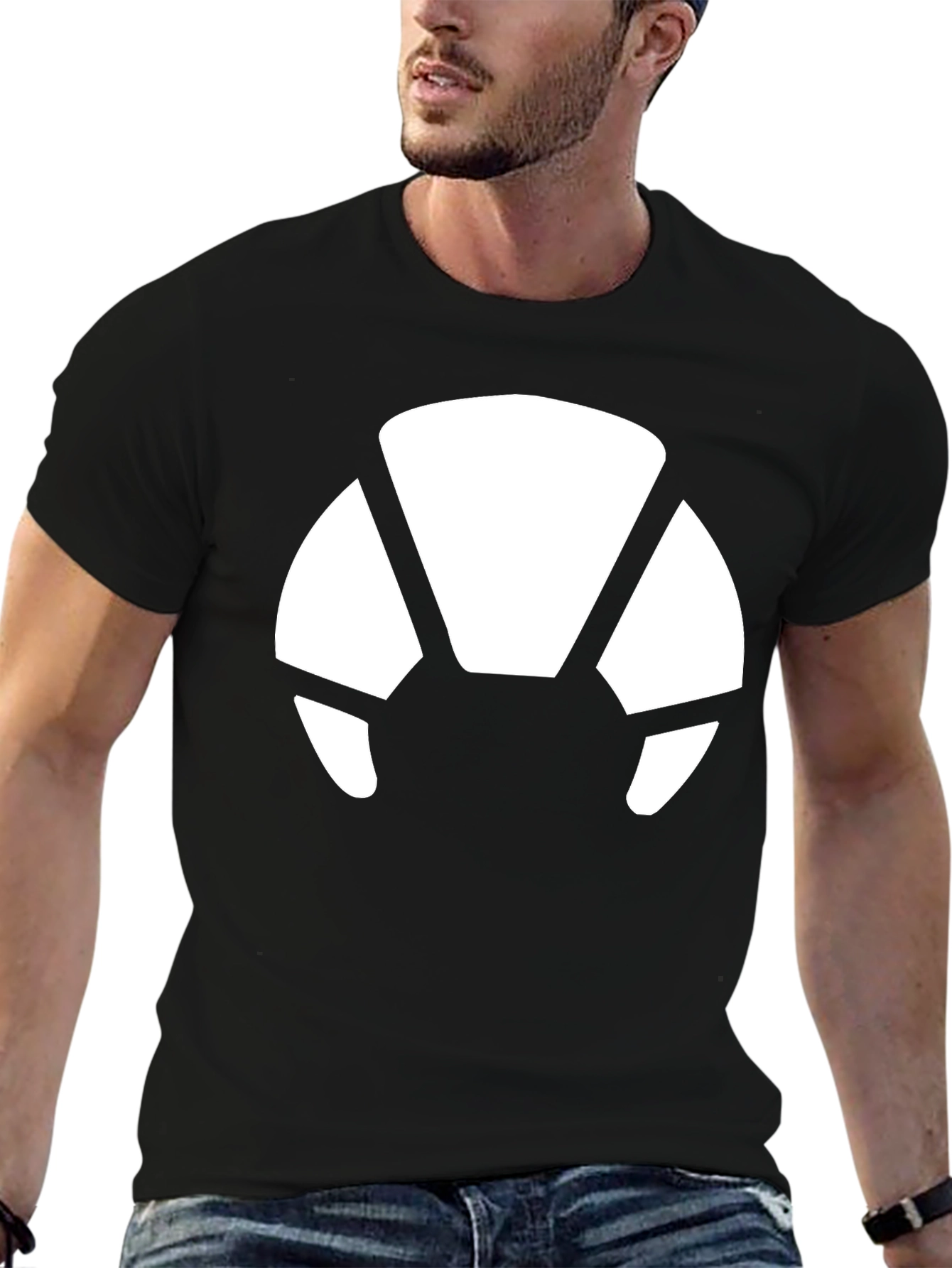 Abstract White Print Black T-Shirt
