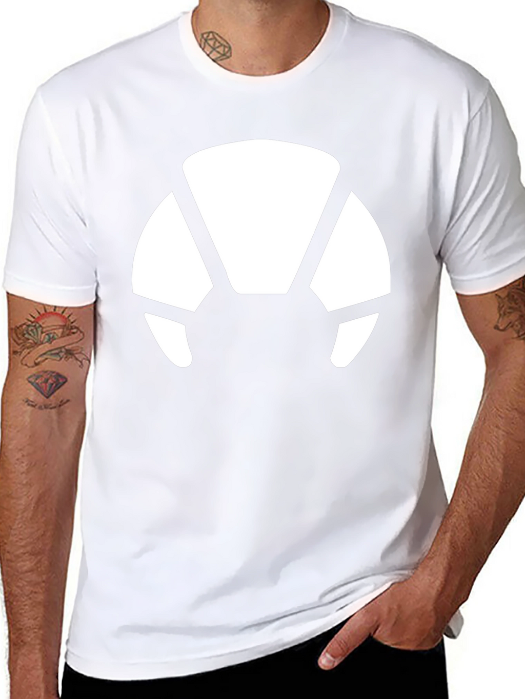 Abstract White Print Black T-Shirt