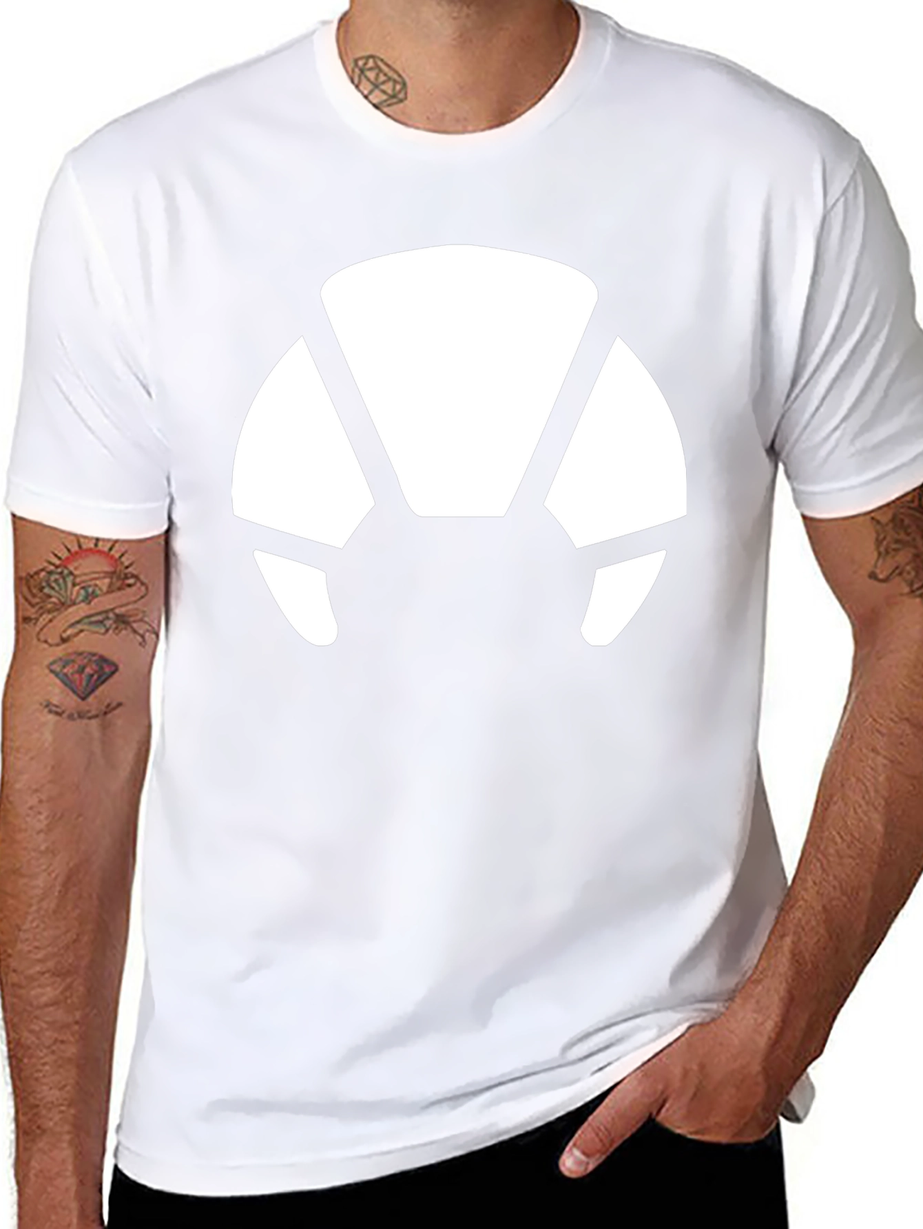 Abstract White Print Black T-Shirt