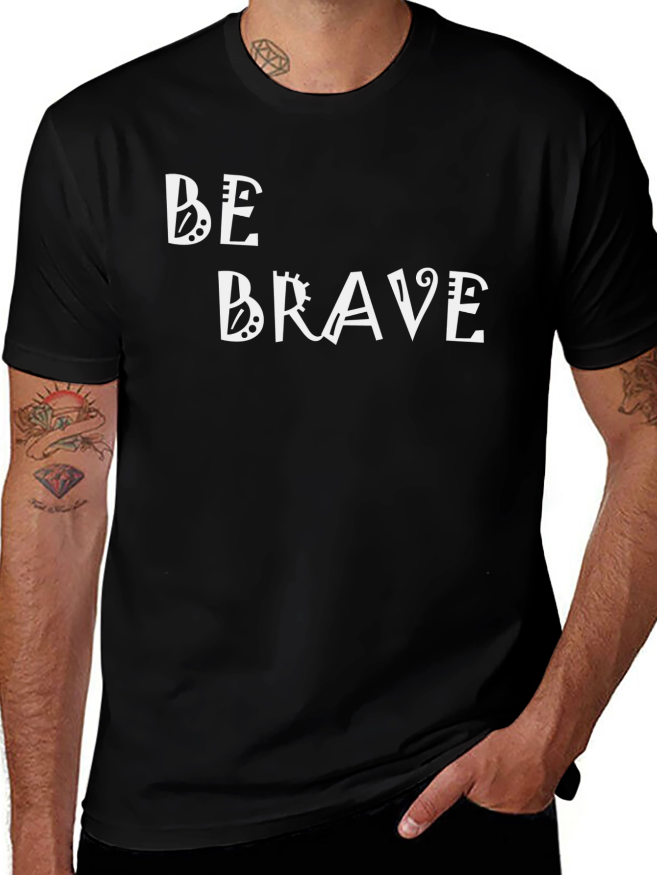 Be Brave Graphic Tee - Motivational Black T-Shirt
