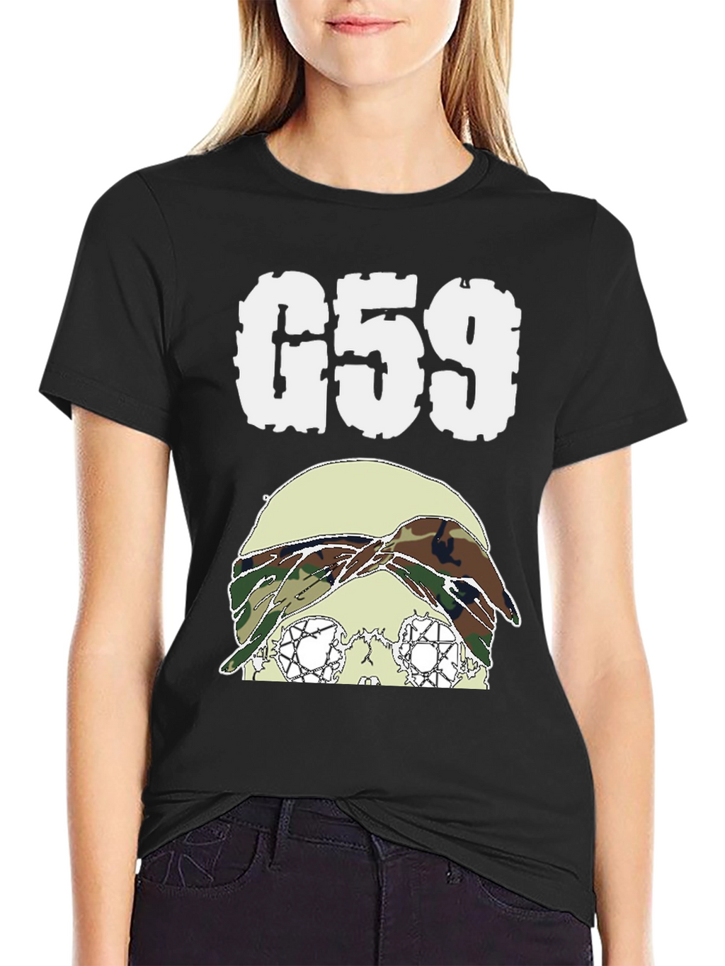 G59 Skull Camo Bandana Black T-Shirt