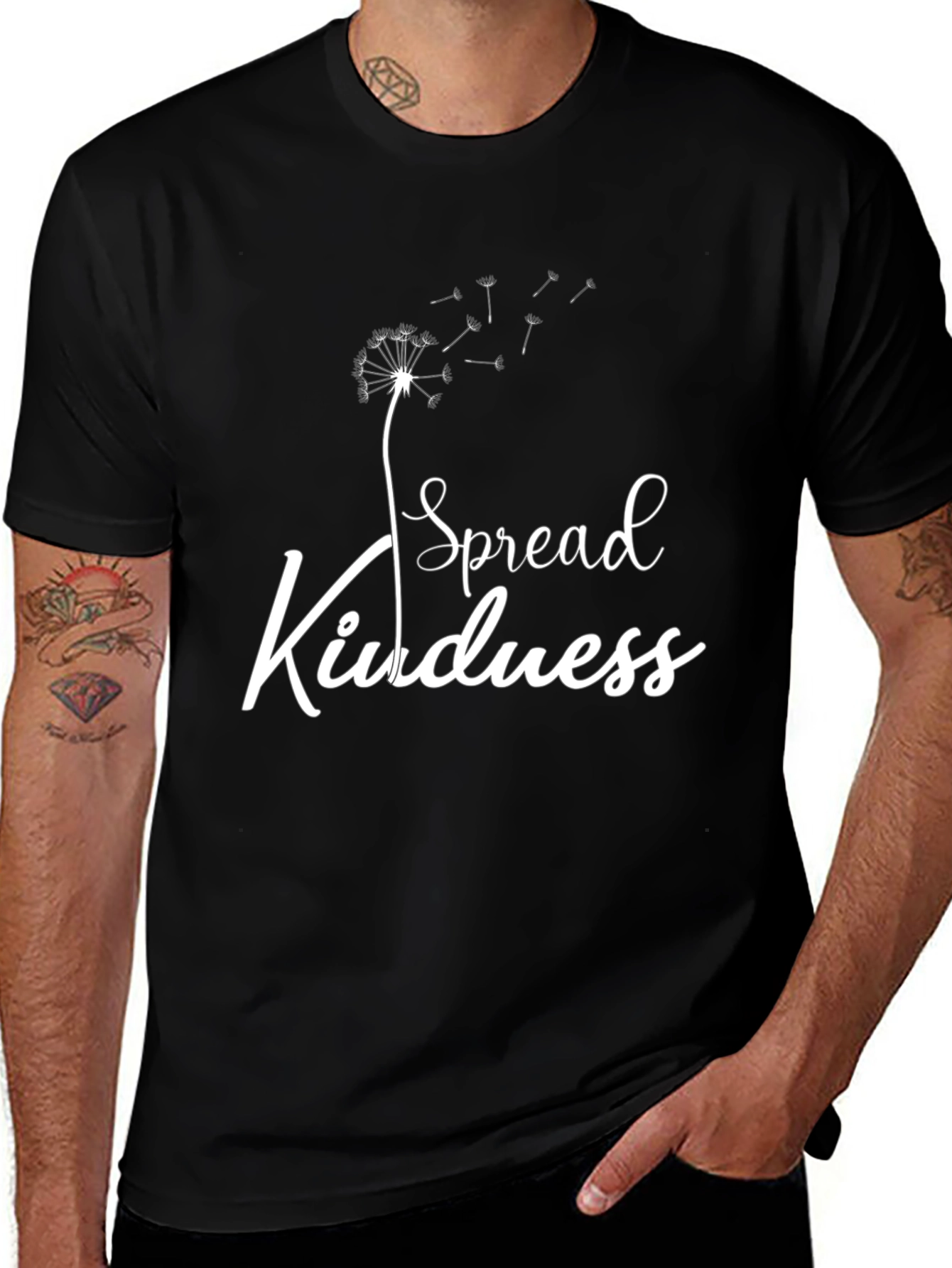 Spread Kindness Graphic Tee - Black Cotton Blend Shirt