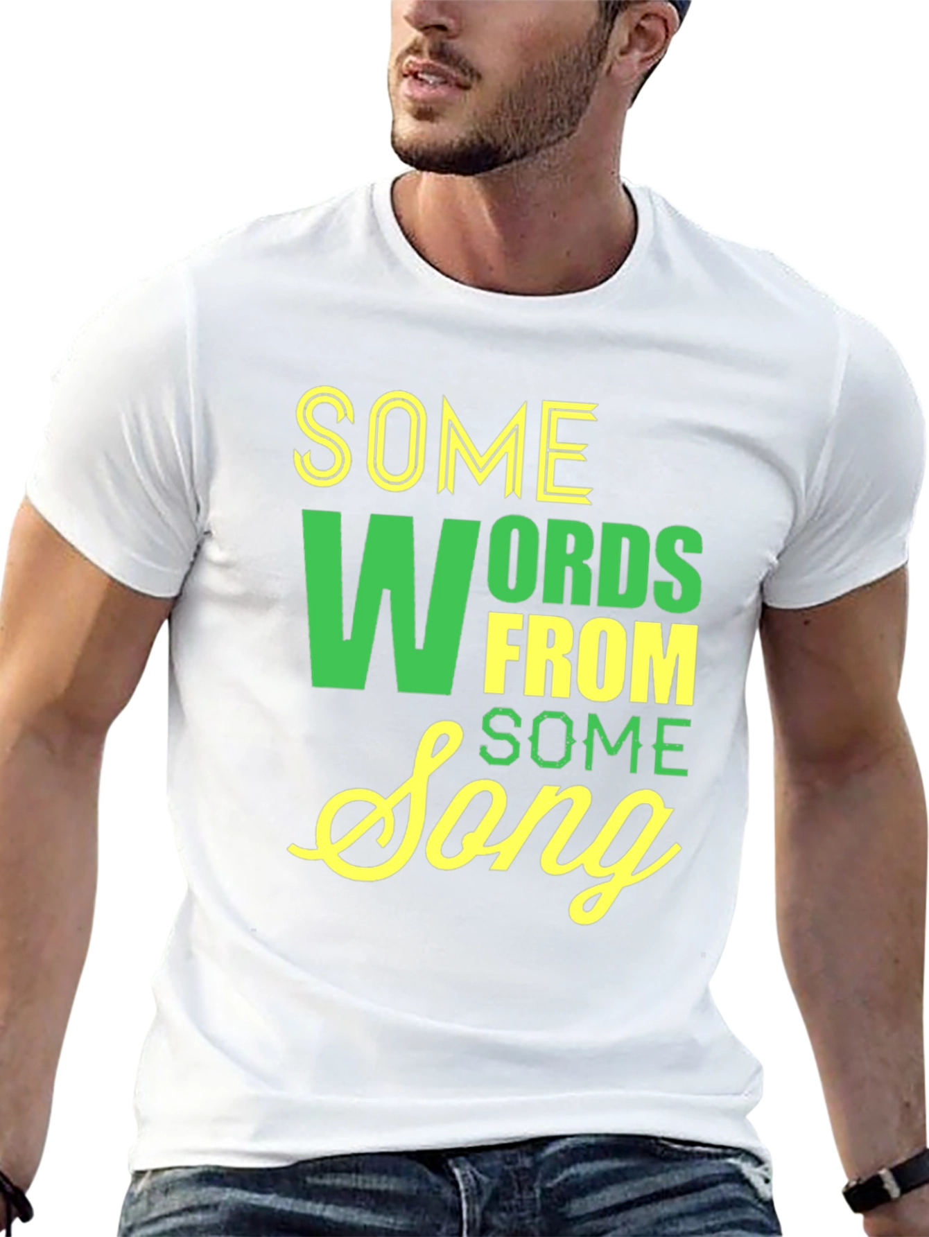 Song Lyrics Graphic Tee - Black Casual Cotton Shirt