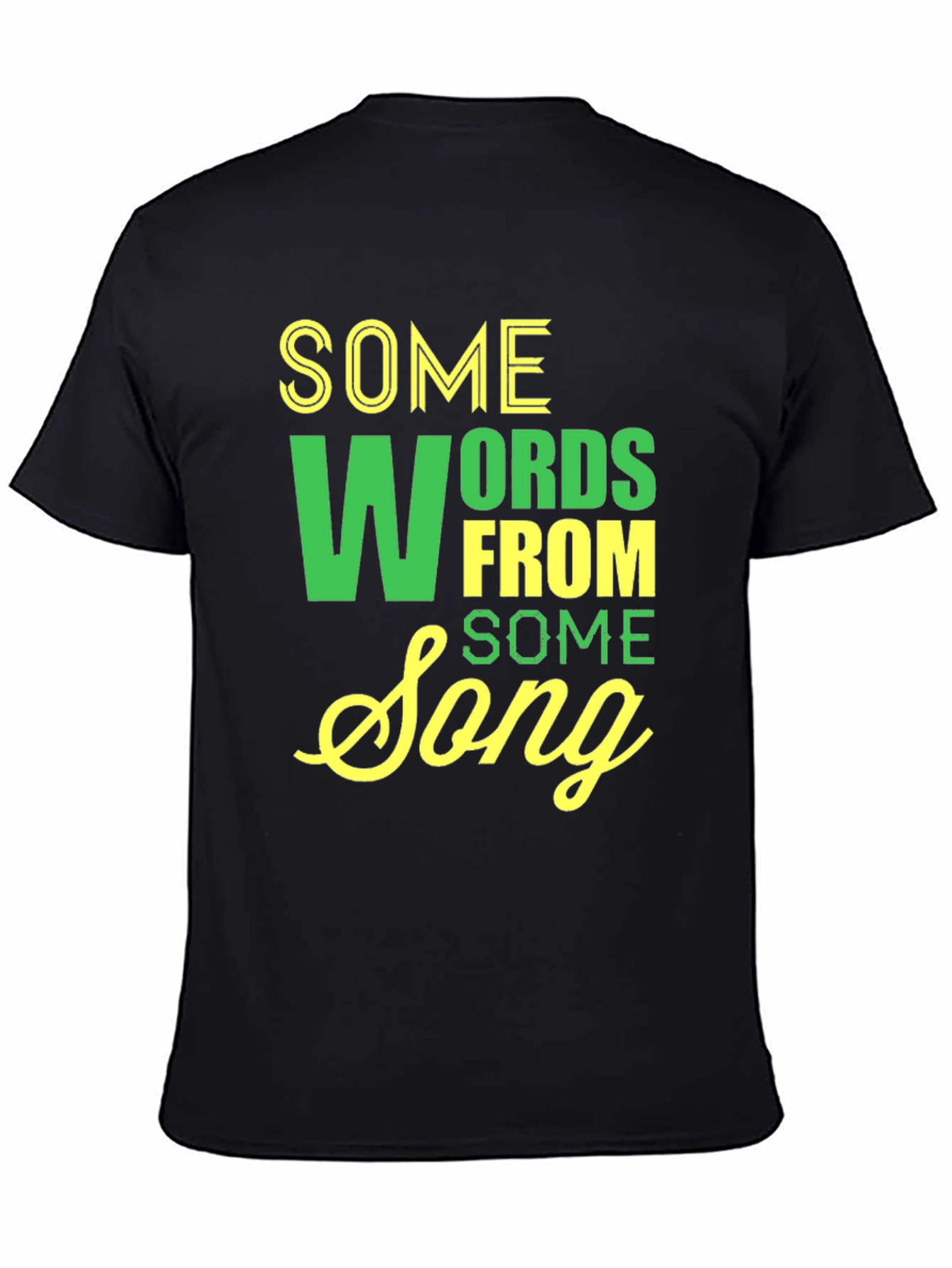 Song Lyrics Graphic Tee - Black Casual Cotton Shirt