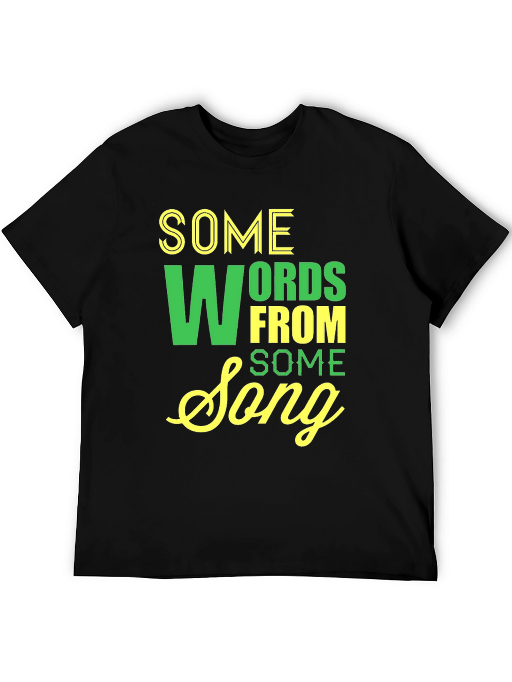 Song Lyrics Graphic Tee - Black Casual Cotton Shirt