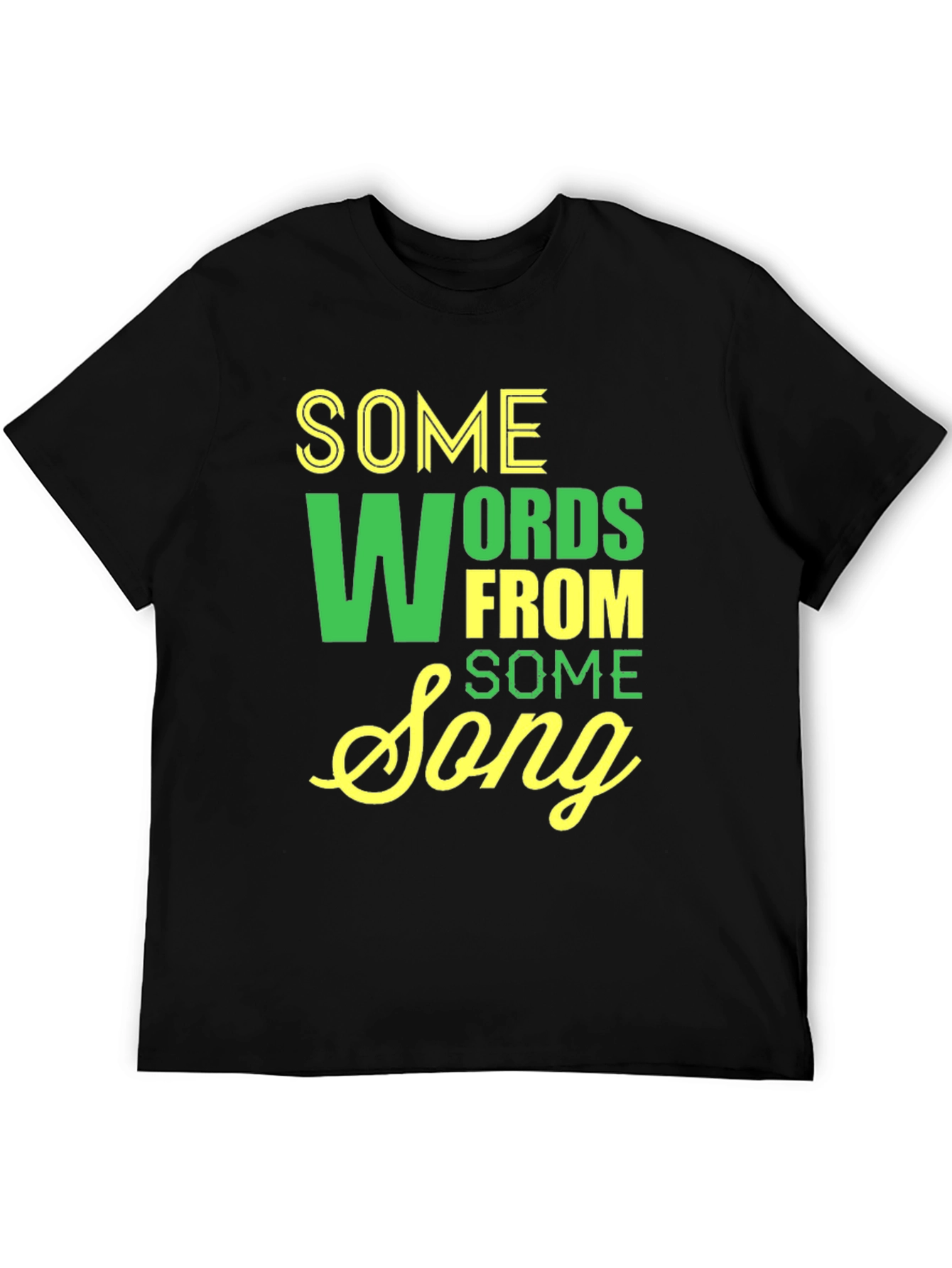 Song Lyrics Graphic Tee - Black Casual Cotton Shirt