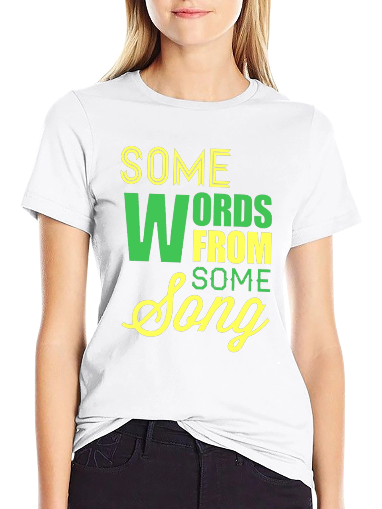 Song Lyrics Graphic Tee - Black Casual Cotton Shirt