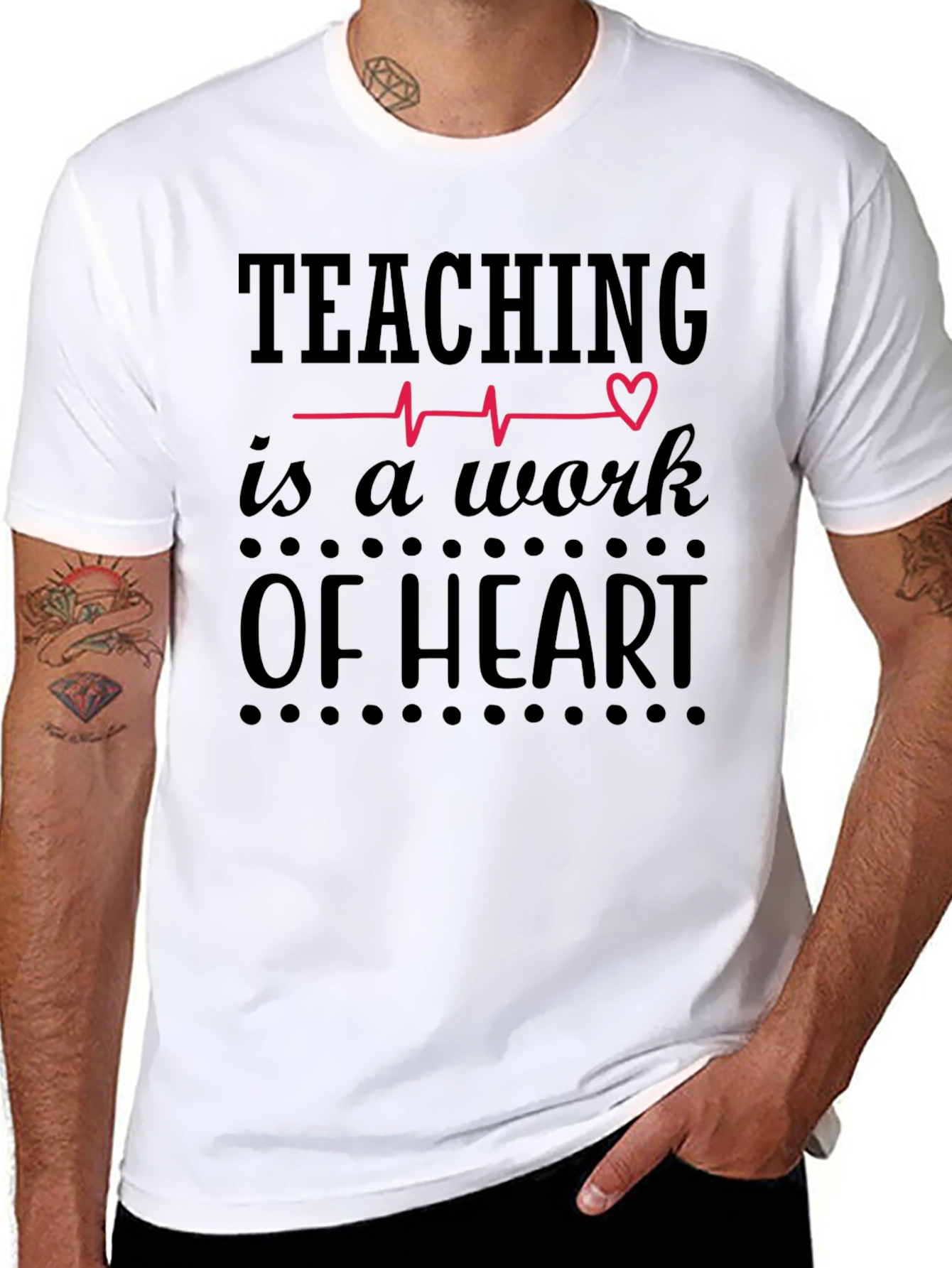 Teaching Is A Work Of Heart Black Graphic Tee