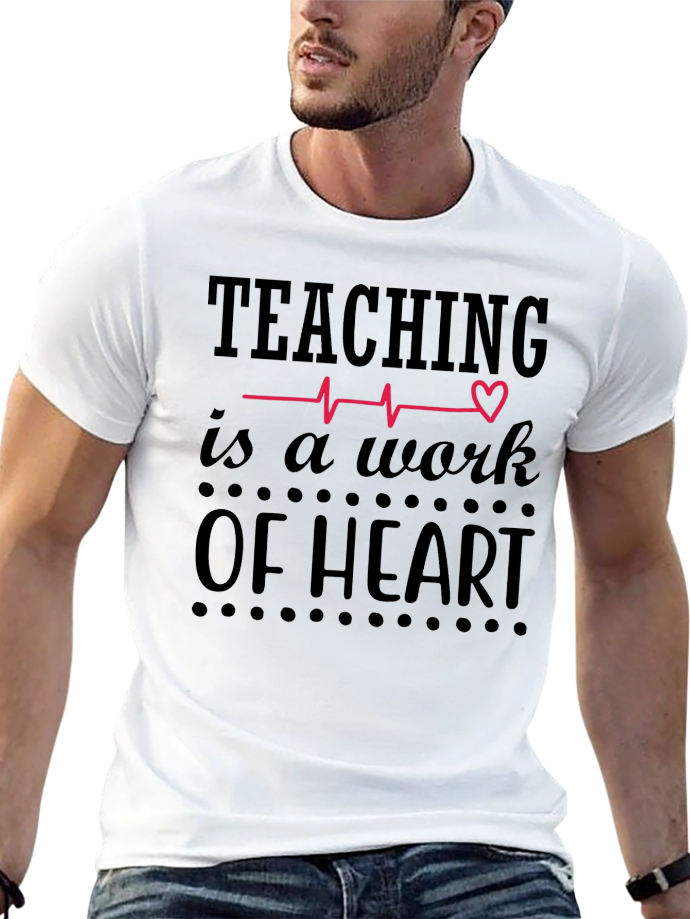Teaching Is A Work Of Heart Black Graphic Tee