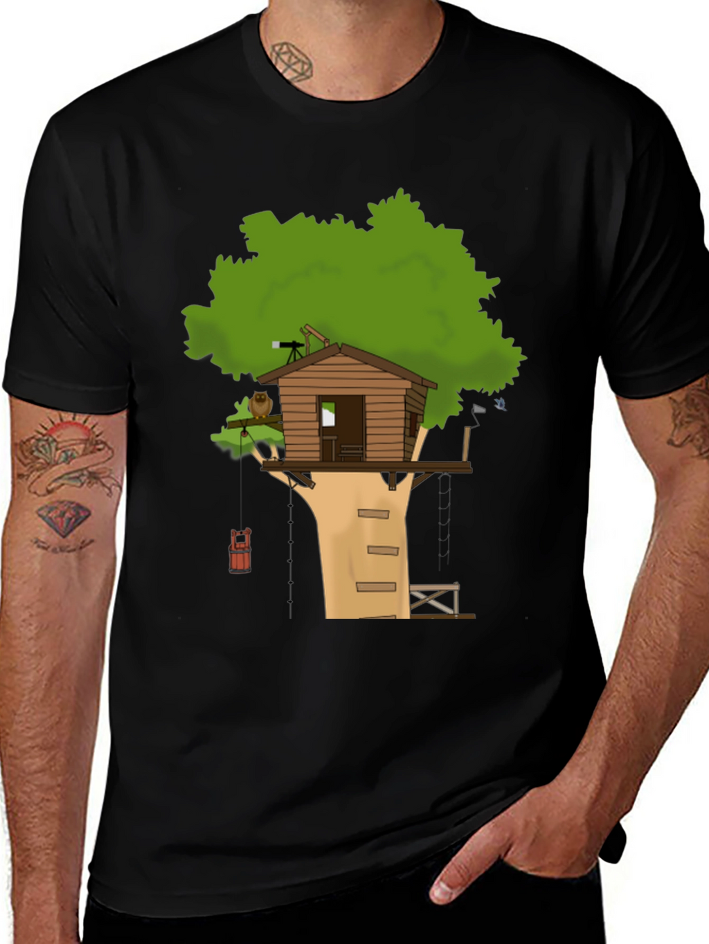 Treehouse Graphic Black T-Shirt