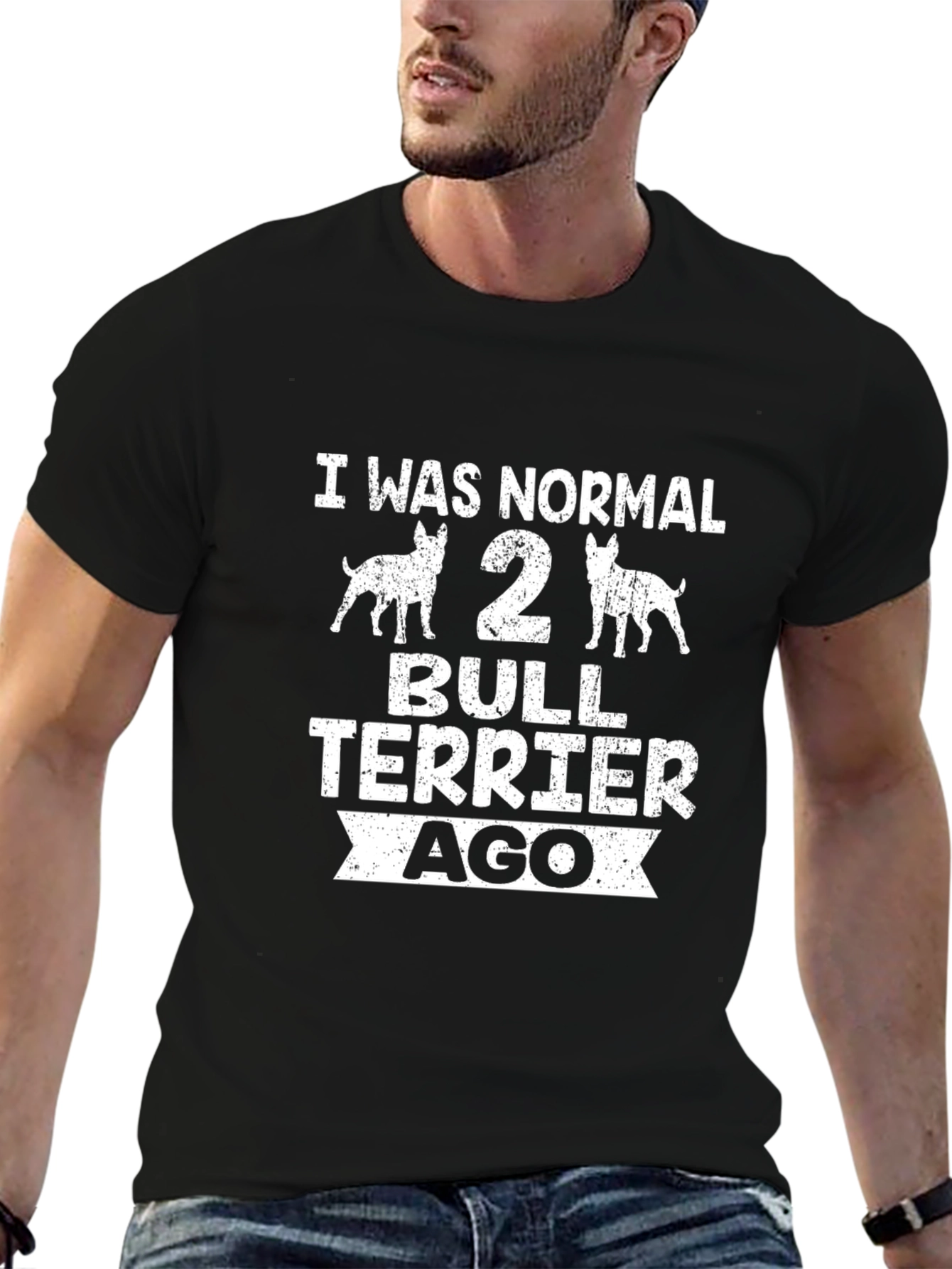 I Was Normal 2 Bull Terrier Ago Black T-Shirt