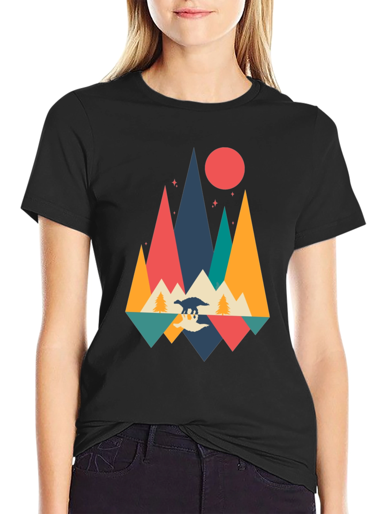 Retro Dinosaur Mountain Graphic Tee