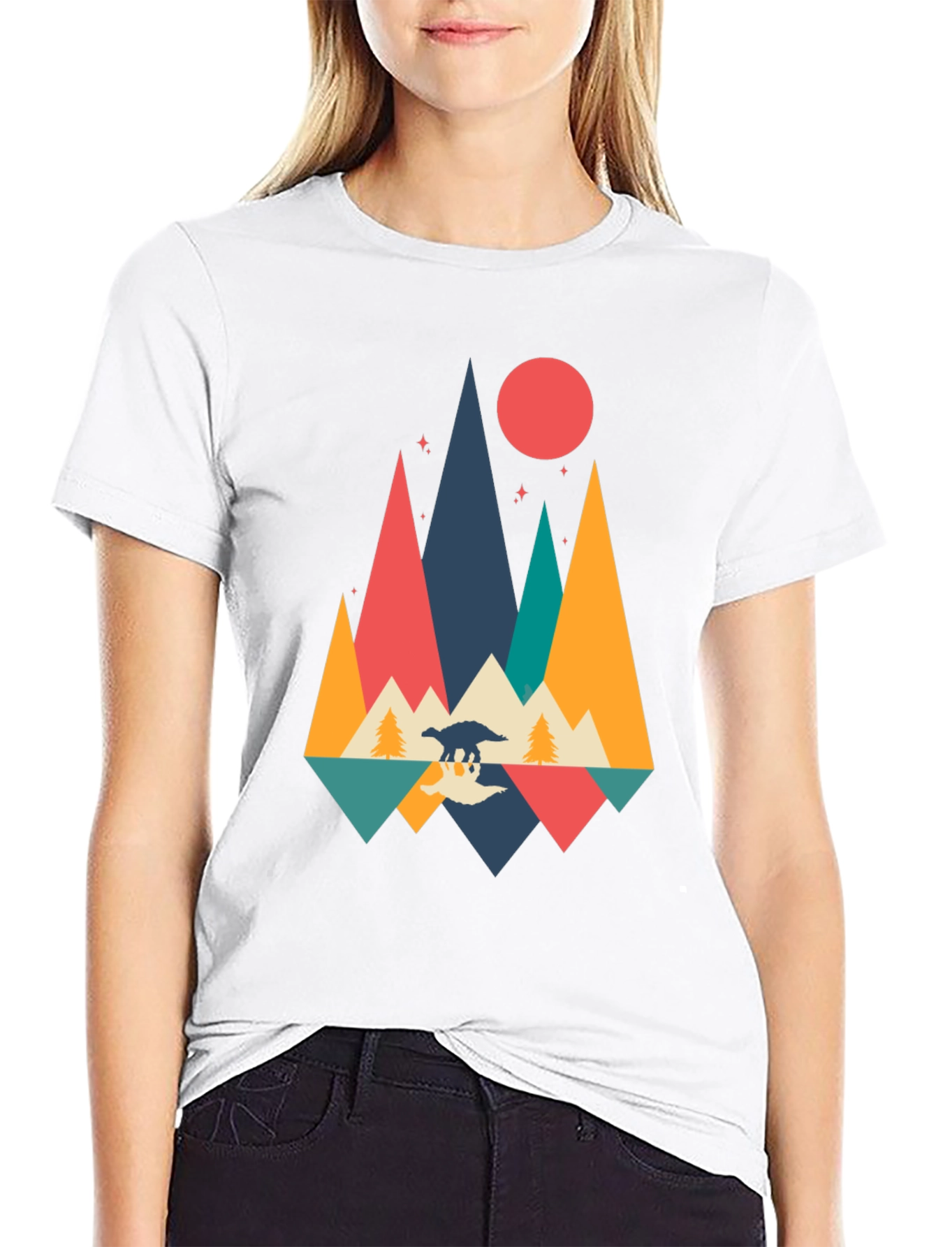 Retro Dinosaur Mountain Graphic Tee