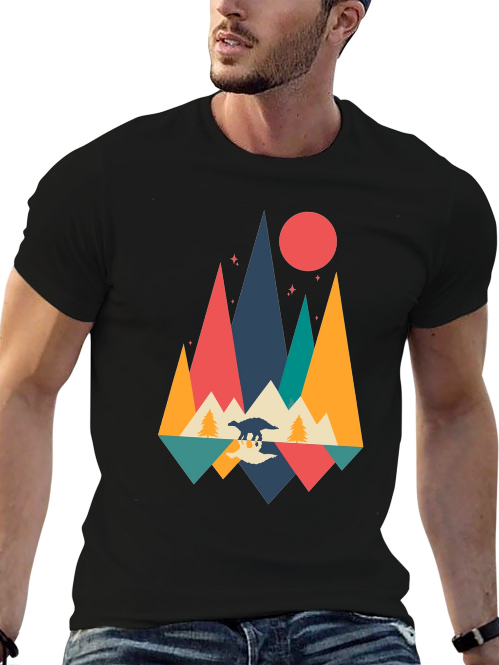 Retro Dinosaur Mountain Graphic Tee