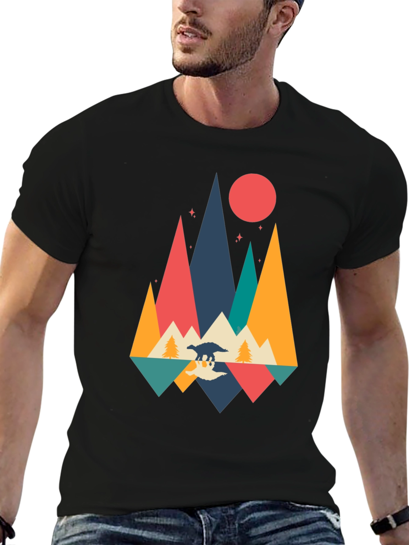 Retro Dinosaur Mountain Graphic Tee