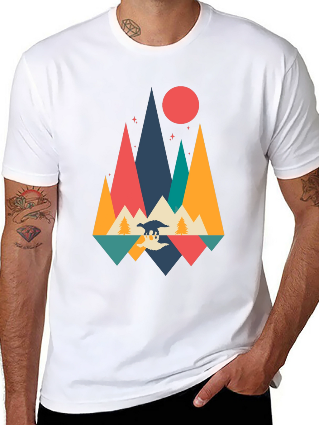 Retro Dinosaur Mountain Graphic Tee