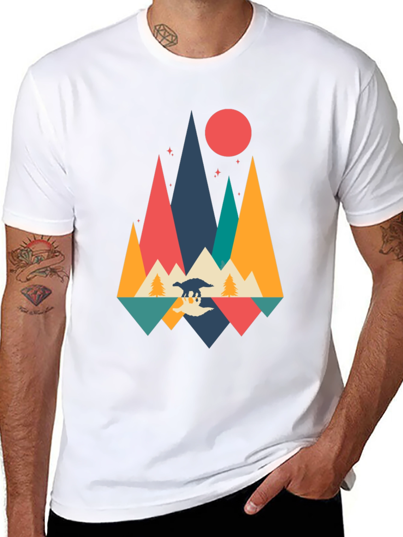 Retro Dinosaur Mountain Graphic Tee