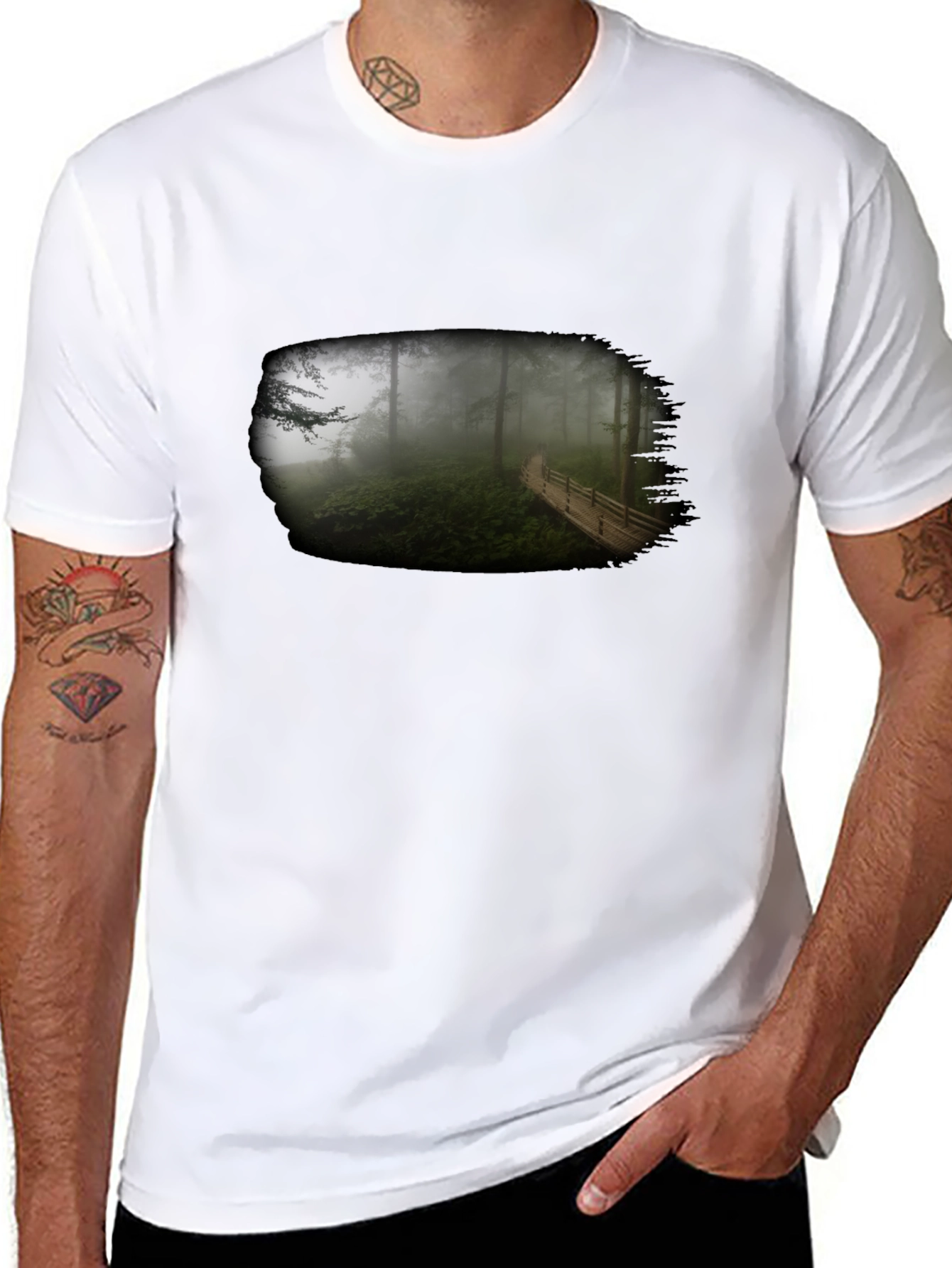 Foggy Forest T-Shirt - Nature Scene Tee