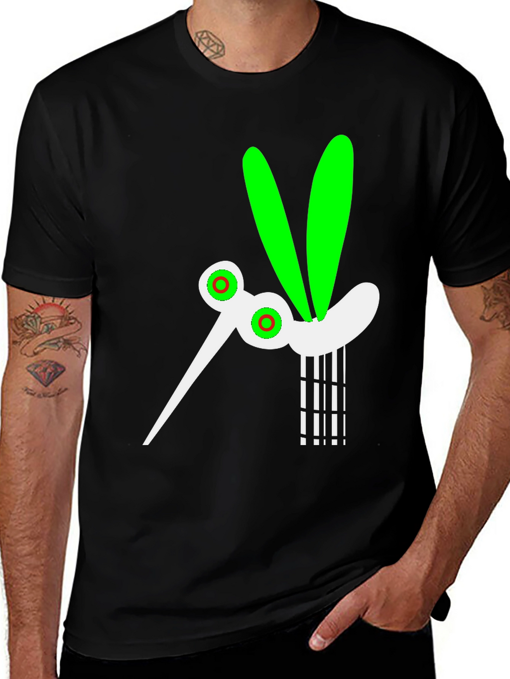 Funky Mosquito Graphic Tee - Black