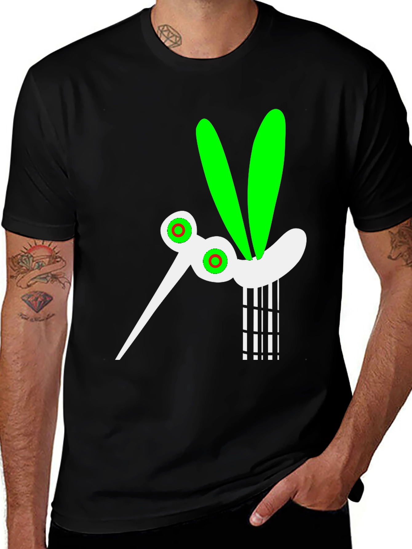 Funky Mosquito Graphic Tee - Black