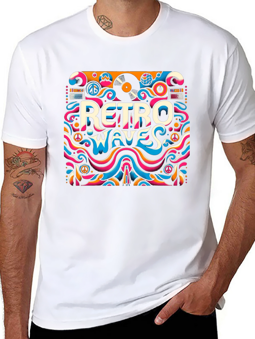 Retro Waves Graphic Tee - Psychedelic Style