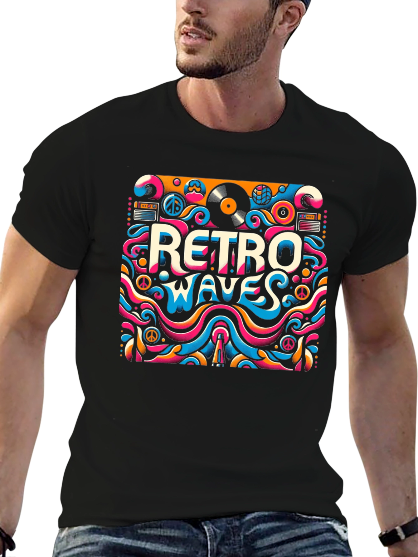 Retro Waves Graphic Tee - Psychedelic Style