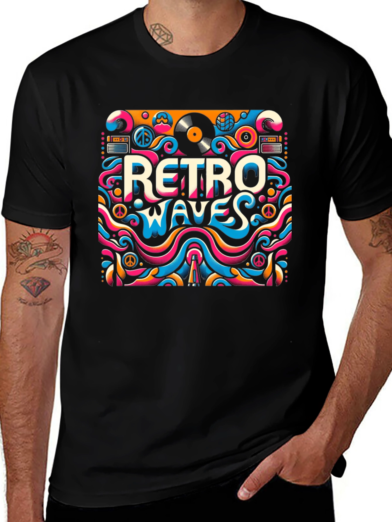 Retro Waves Graphic Tee - Psychedelic Style