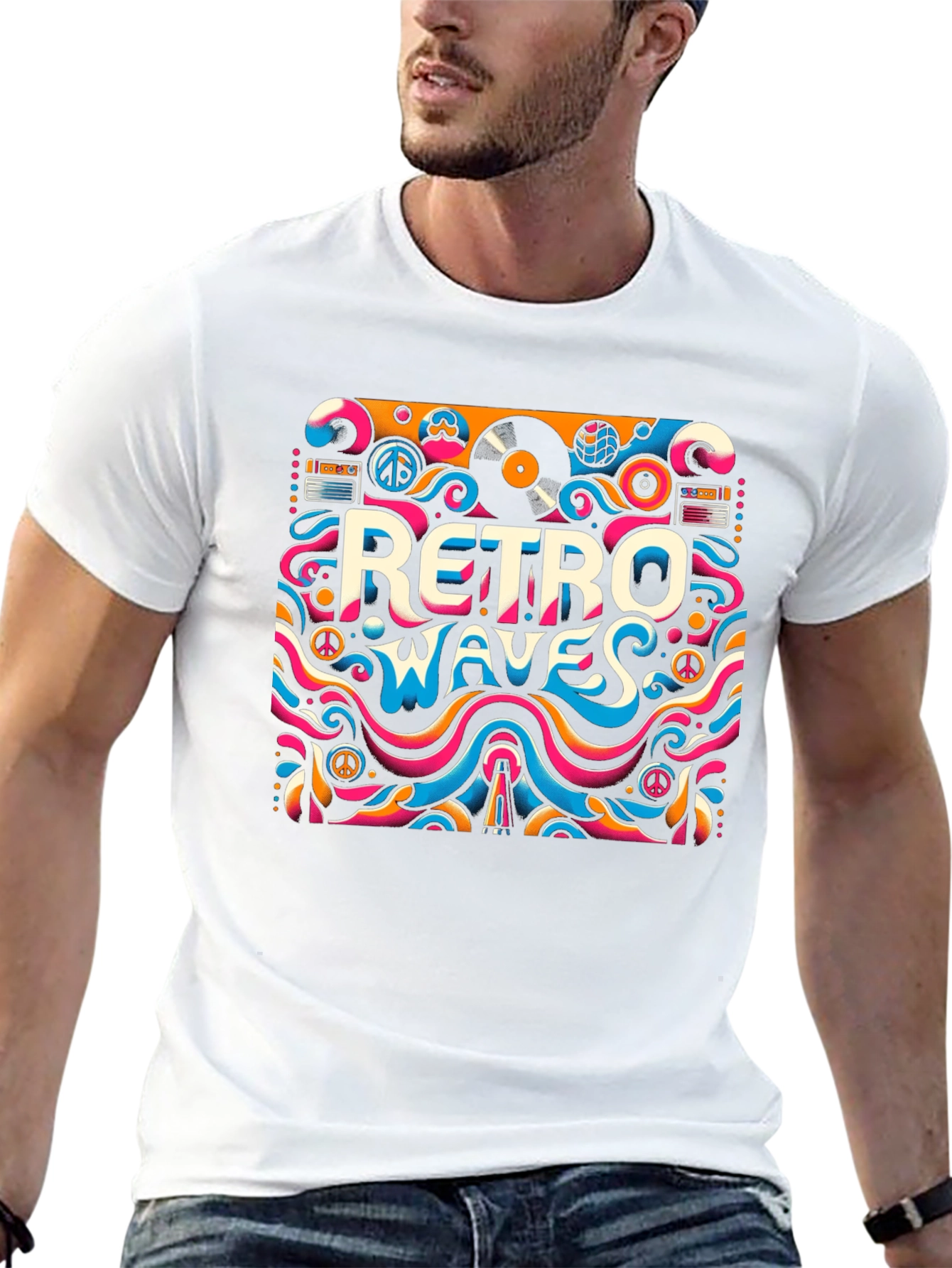 Retro Waves Graphic Tee - Psychedelic Style