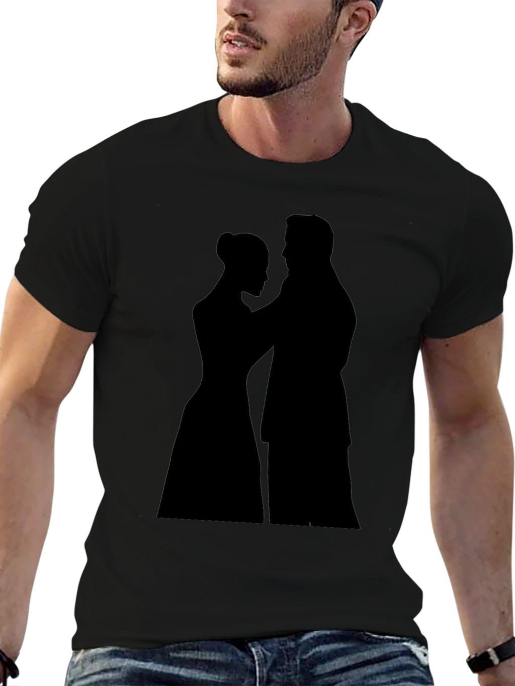 Romantic Silhouette Graphic Tee - Black