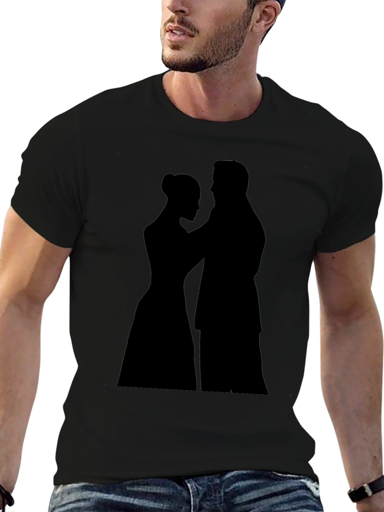 Romantic Silhouette Graphic Tee - Black