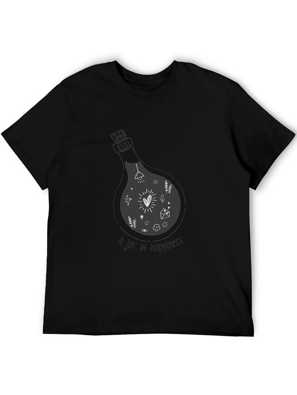 Black T-Shirt - A Jar of Happiness Graphic