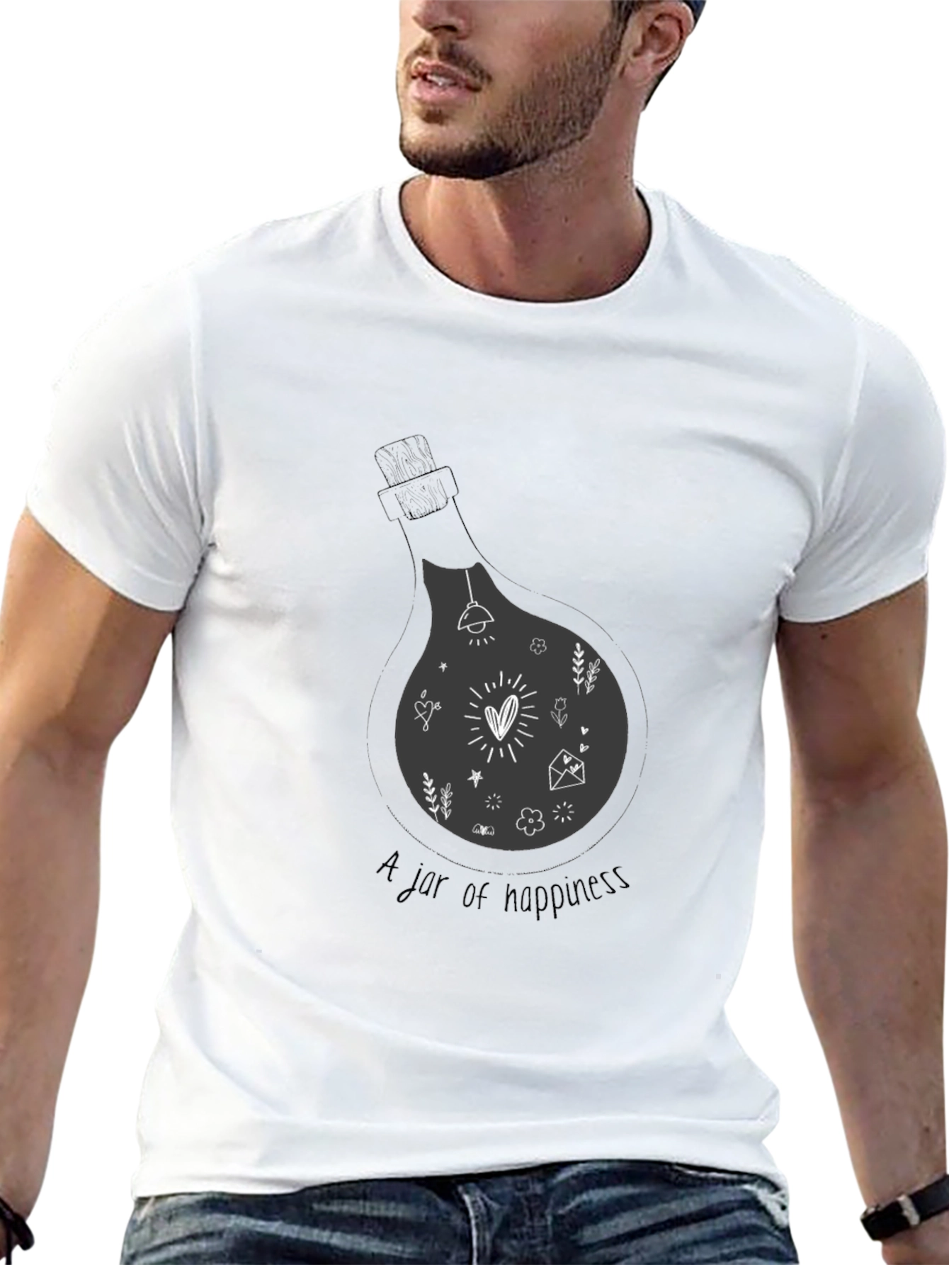 Black T-Shirt - A Jar of Happiness Graphic