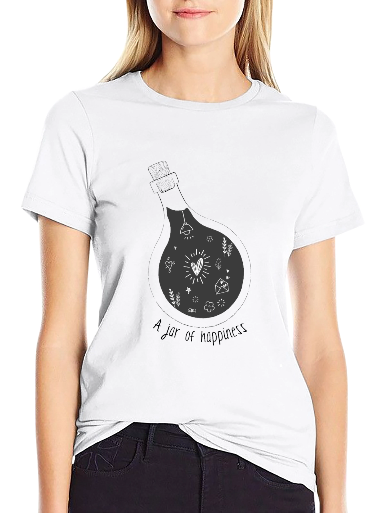 Black T-Shirt - A Jar of Happiness Graphic