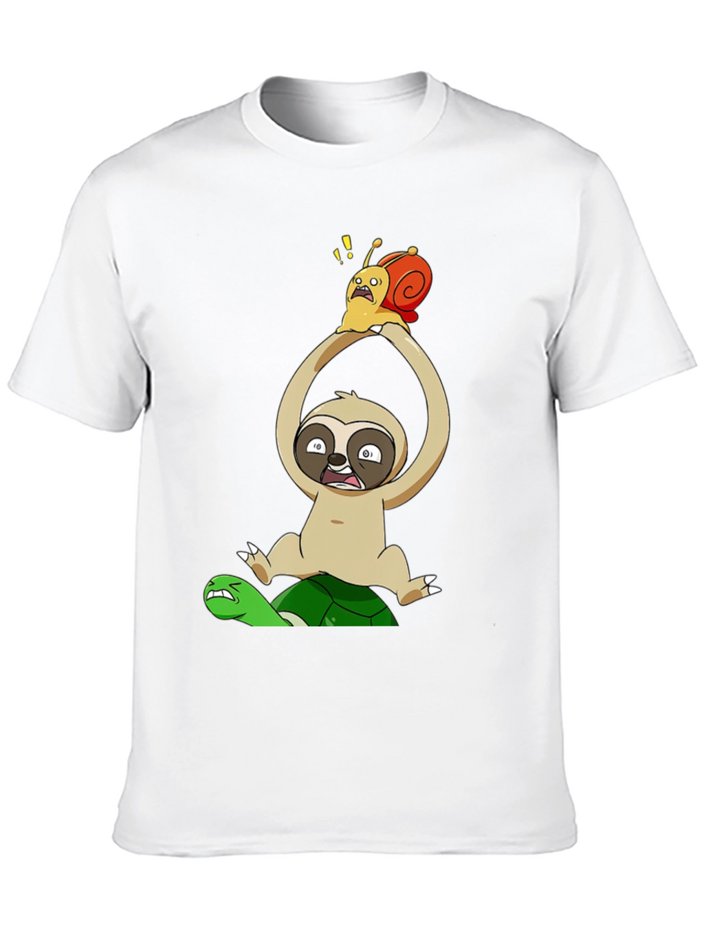 Funny Cartoon Animal T-Shirt: Sloth Snail Turtle