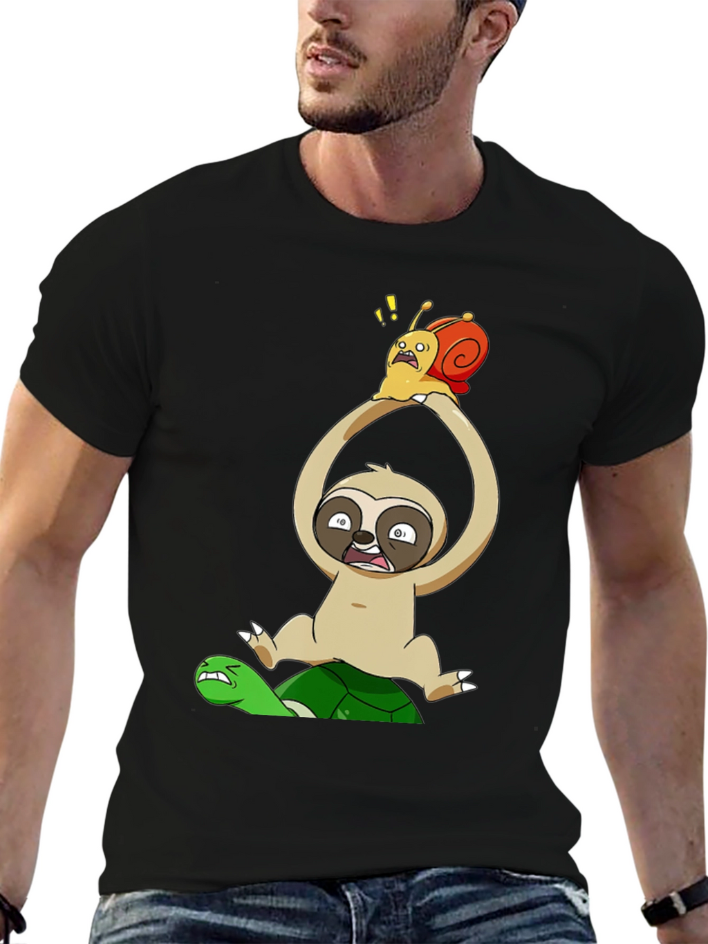 Funny Cartoon Animal T-Shirt: Sloth Snail Turtle
