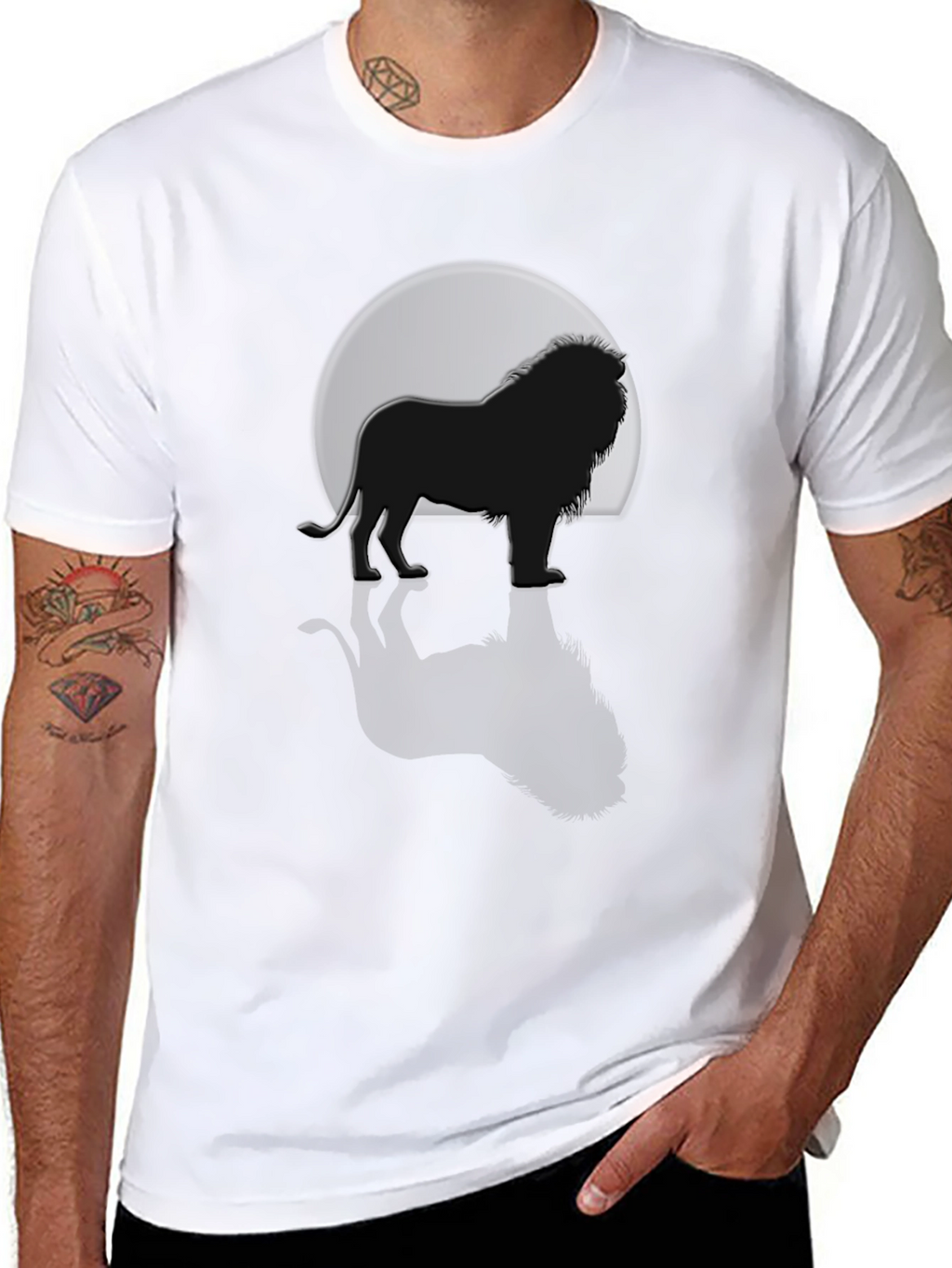 Lion Silhouette Graphic Tee - Mens Black T-Shirt
