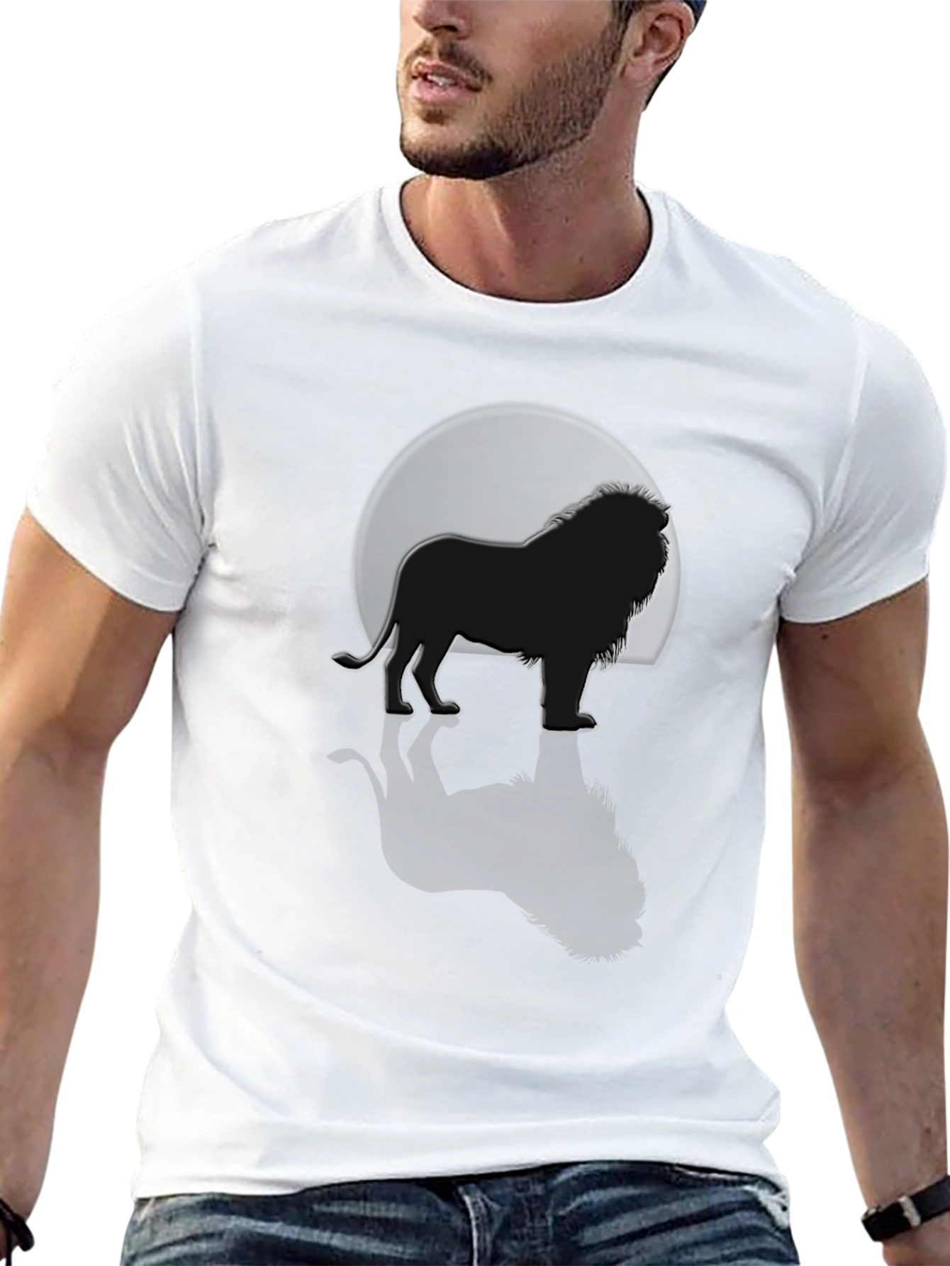 Lion Silhouette Graphic Tee - Mens Black T-Shirt