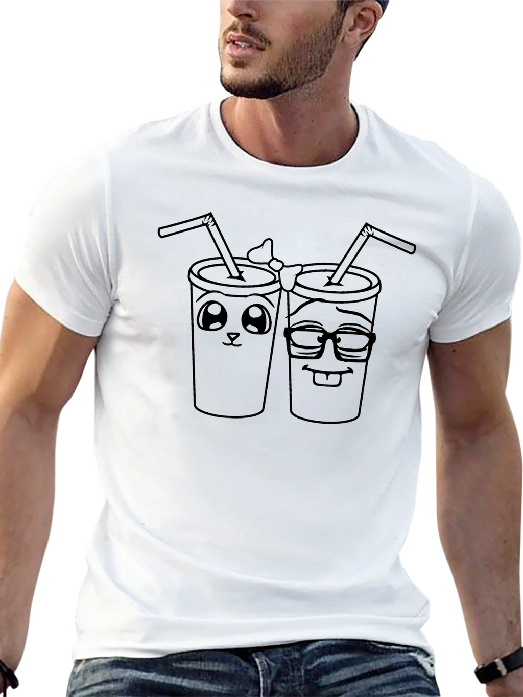Cute Smoothie Buddies Graphic Tee - Black